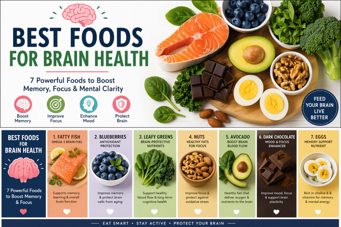 Best foods for brain health to boost memory, focus, and mental clarity naturally with science-backed tips.